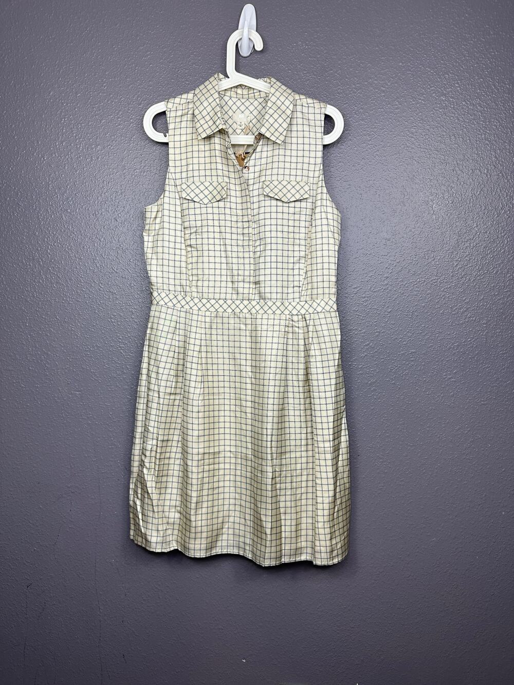 Tommy Hilfiger Silk Dress Size 10 Short Plaid Sleeveless Nautical Tan Blue New